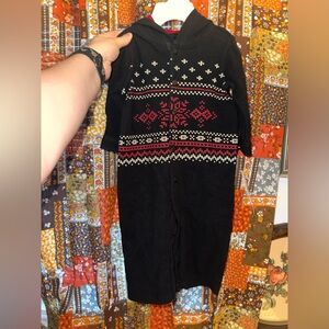 Ralph Lauren Black Knit one piece hooded onesie 6M